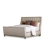Image 2 of 4: East Abbott Channel Tufted King Sleigh Bed