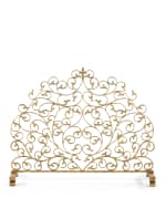 Image 2 of 2: Italian Gold Double-Scroll Single-Panel Decorative Fireplace Screen