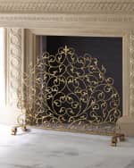 Image 1 of 2: Italian Gold Double-Scroll Single-Panel Decorative Fireplace Screen