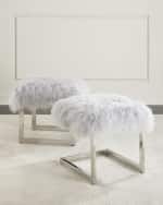 Image 3 of 3: Massoud Ariana Sheepskin Ottoman