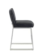 Image 3 of 10: Massoud Adrift Leather Counter Stool, 24"