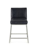 Image 4 of 10: Massoud Adrift Leather Counter Stool, 24"