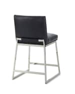 Image 5 of 10: Massoud Adrift Leather Counter Stool, 24"