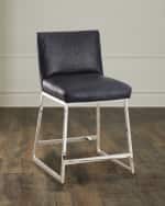 Image 1 of 10: Massoud Adrift Leather Counter Stool, 24"