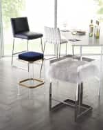 Image 2 of 5: Massoud Adrift Leather Bar Stool, 31" 