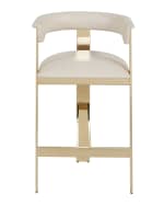 Image 2 of 3: Interlude Home Darla Brass and Leather Counter Stool