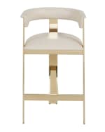 Image 2 of 4: Interlude Home Darla Brass & Leather Counter Stool, 26"