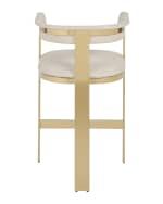 Image 3 of 3: Interlude Home Darla Brass and Leather Counter Stool