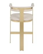 Image 3 of 4: Interlude Home Darla Brass & Leather Counter Stool, 26"