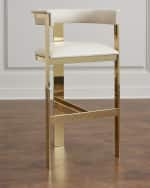 Image 1 of 3: Interlude Home Darla Brass and Leather Counter Stool