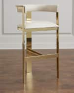 Image 1 of 4: Interlude Home Darla Brass & Leather Counter Stool, 26"