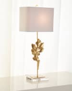 Image 3 of 3: Couture Lamps Gold Oak Leaf Table Lamp
