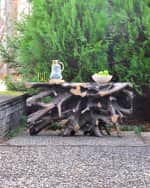 Image 1 of 4: Phillips Collection Bronze Cast Root Teak Outdoor Console Table