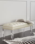 Image 1 of 4: Haute House Custan Leather Bench with Acrylic Legs