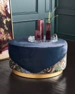 Image 2 of 4: Haute House Misha Faux-Fur Round Ottoman