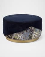 Image 1 of 4: Haute House Misha Faux-Fur Round Ottoman