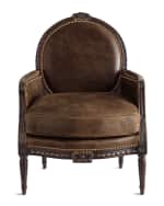 Image 2 of 5: Massoud Markel Leather Bergere Chair