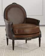 Image 1 of 5: Massoud Markel Leather Bergere Chair