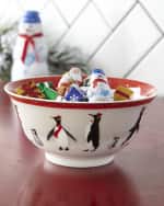 Image 1 of 4: Sara Miller Sara Miller Red Penguins Holiday Bowls, Set of 4