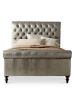 Image 2 of 5: Old Hickory Tannery Jesse Faux-Leather Tufted Queen Bed