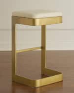 Image 1 of 2: Global Views Jordan Leather & Brass Bar Stool, 30"