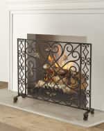 Image 1 of 2: Gold Tole Accent Scroll Gate Fireplace Screen