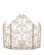 Image 2 of 2: Three-Panel Scroll Iron Fireplace Screen