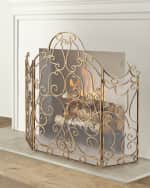 Image 1 of 2: Three-Panel Scroll Iron Fireplace Screen