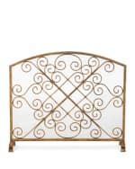 Image 2 of 2: Light Burnished Gold Iron Arched Fireplace Screen
