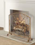 Image 1 of 2: Light Burnished Gold Iron Arched Fireplace Screen