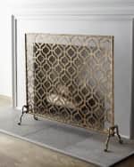Image 1 of 4: Oversize Single-Panel Iron Fireplace Screen