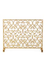Image 2 of 2: Tole Scroll and Leaf Design Fireplace Screen