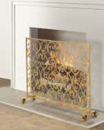 Image 1 of 2: Tole Scroll and Leaf Design Fireplace Screen