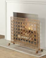 Image 1 of 2: Tole Greek Key Single Panel Fireplace Screen