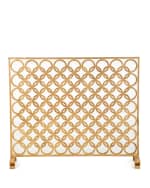 Image 2 of 2: Antiqued Gold Double Circle Design Fireplace Screen
