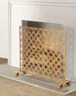Image 1 of 2: Antiqued Gold Double Circle Design Fireplace Screen