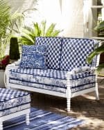 Image 1 of 5: MacKenzie-Childs Indigo Villa Outdoor Settee