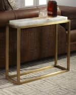 Image 4 of 4: John-Richard Collection Calcite Antiqued Brass Accent Table