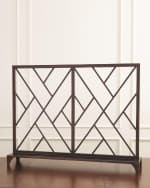 Image 3 of 3: Global Views Chinoise Fret Bronze Fireplace Screen