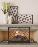 Image 1 of 3: Global Views Chinoise Fret Bronze Fireplace Screen