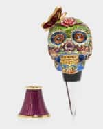 Image 2 of 3: Jay Strongwater Skull Wine Stopped and Stand