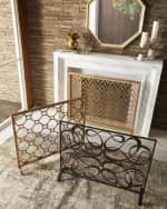 Image 3 of 3: Dark Gold and Brown Iron and Tole Swirl Single Panel Fire Screen with Mesh Backing