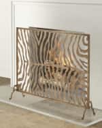 Image 1 of 3: Oversized Gold Iron Tole Zebra Design Fireplace Screen