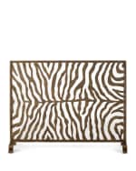 Image 3 of 3: Light Burnished Gold Iron Zebra Design Fireplace Screen