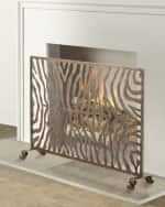 Image 1 of 3: Light Burnished Gold Iron Zebra Design Fireplace Screen
