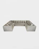 Image 1 of 4: Haute House Donovan Tile Trimmed Sectional Sofa with 17 Pillows