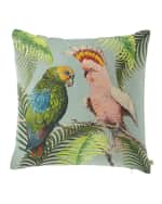 Image 1 of 4: John Derian Parrot & Palm Azure Pillow