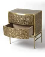 Image 2 of 4: Global Views Crinkle Bronze Bedside Chest