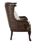 Image 3 of 4: Massoud Picayune Leather Wing Chair