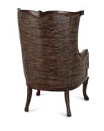 Image 4 of 4: Massoud Picayune Leather Wing Chair